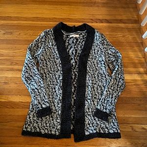 Ann Taylor Loft Black & White Open Cardigan